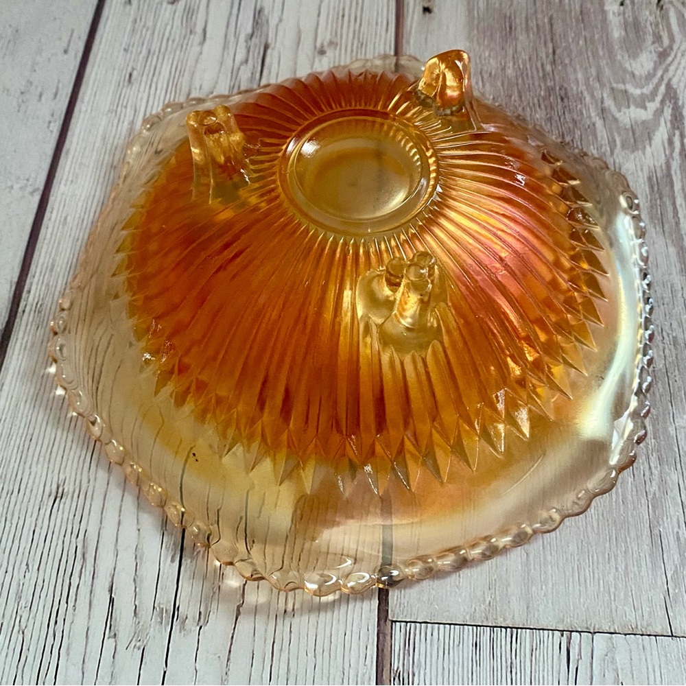Vintage Fluted Marigold Carnival Glass Candy Dish - Picture 5 of 5